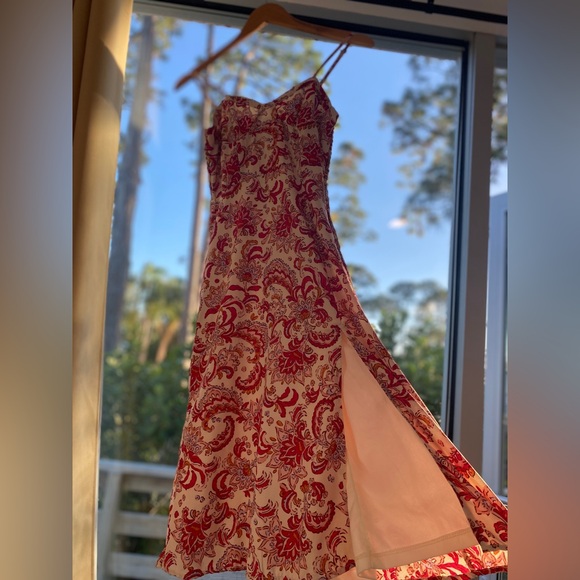 JESSICA SIMPSON Dress Paisley Floral Flowy Spaghetti Strap Lightweight Small Red - Picture 4 of 10